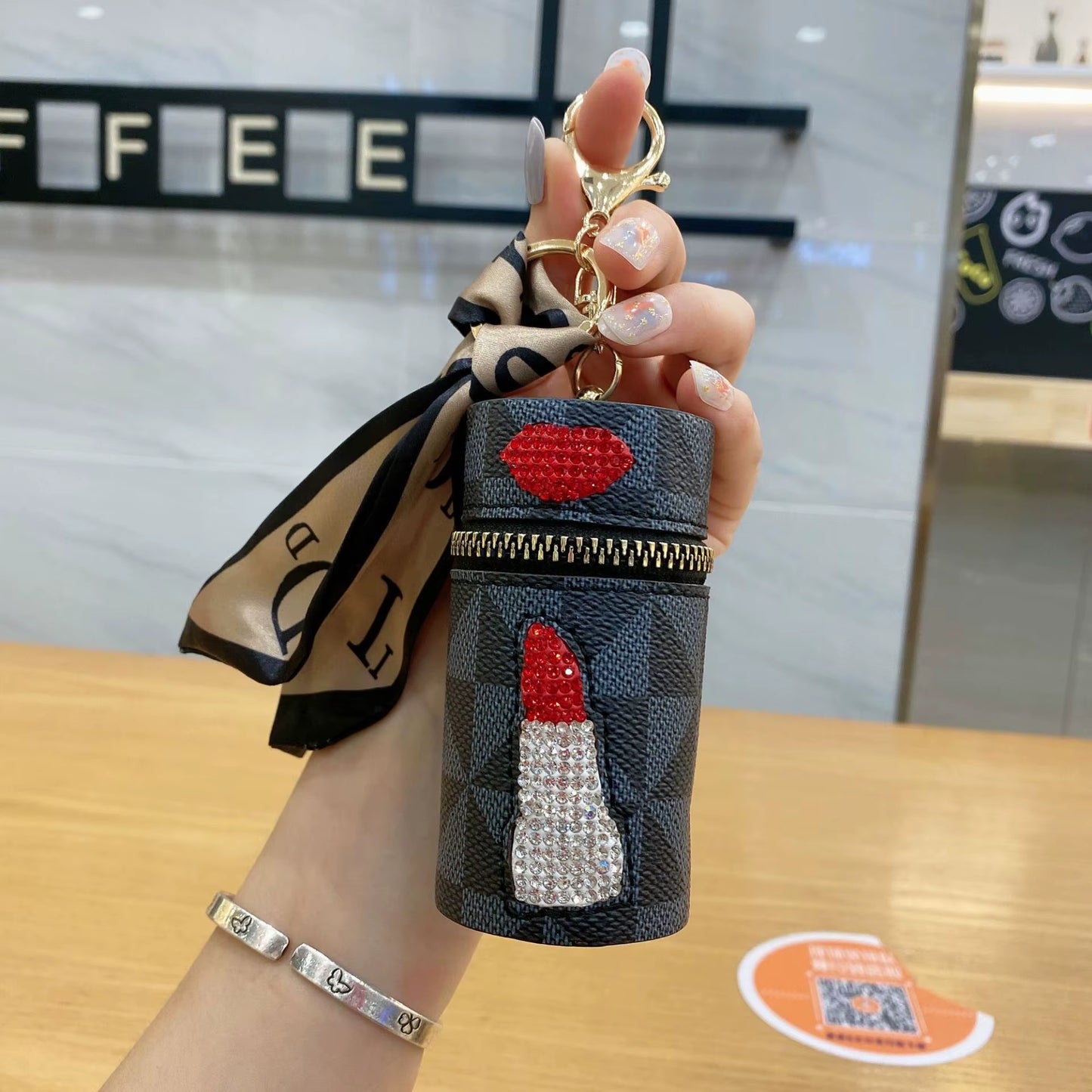 Diamond-Encrusted Lipstick Bag Key Chain Portable Change Purse New Headphone Bag Wholesale Bag Pendant Decoration