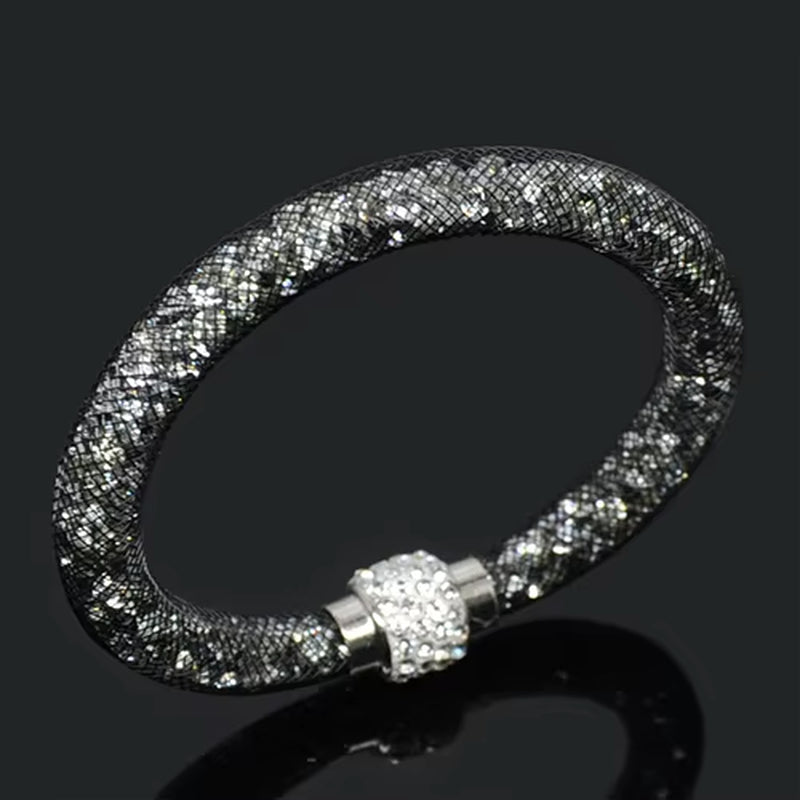 Net Mesh Bracelet for Women Resins Crystal Fill Ball Metal Magnetic Clasp Multiple Color Bangle Fashion Jewelry