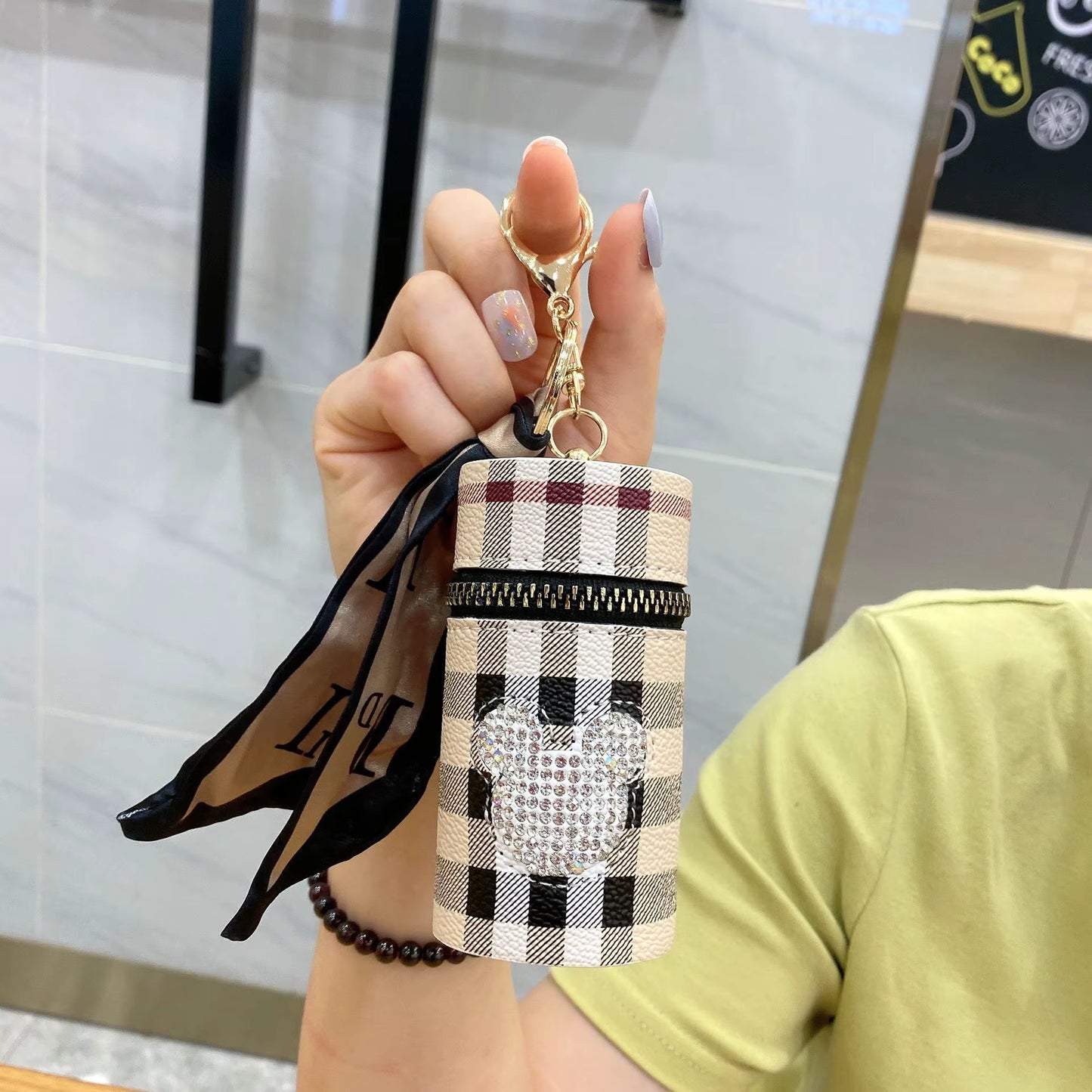 Diamond-Encrusted Lipstick Bag Key Chain Portable Change Purse New Headphone Bag Wholesale Bag Pendant Decoration