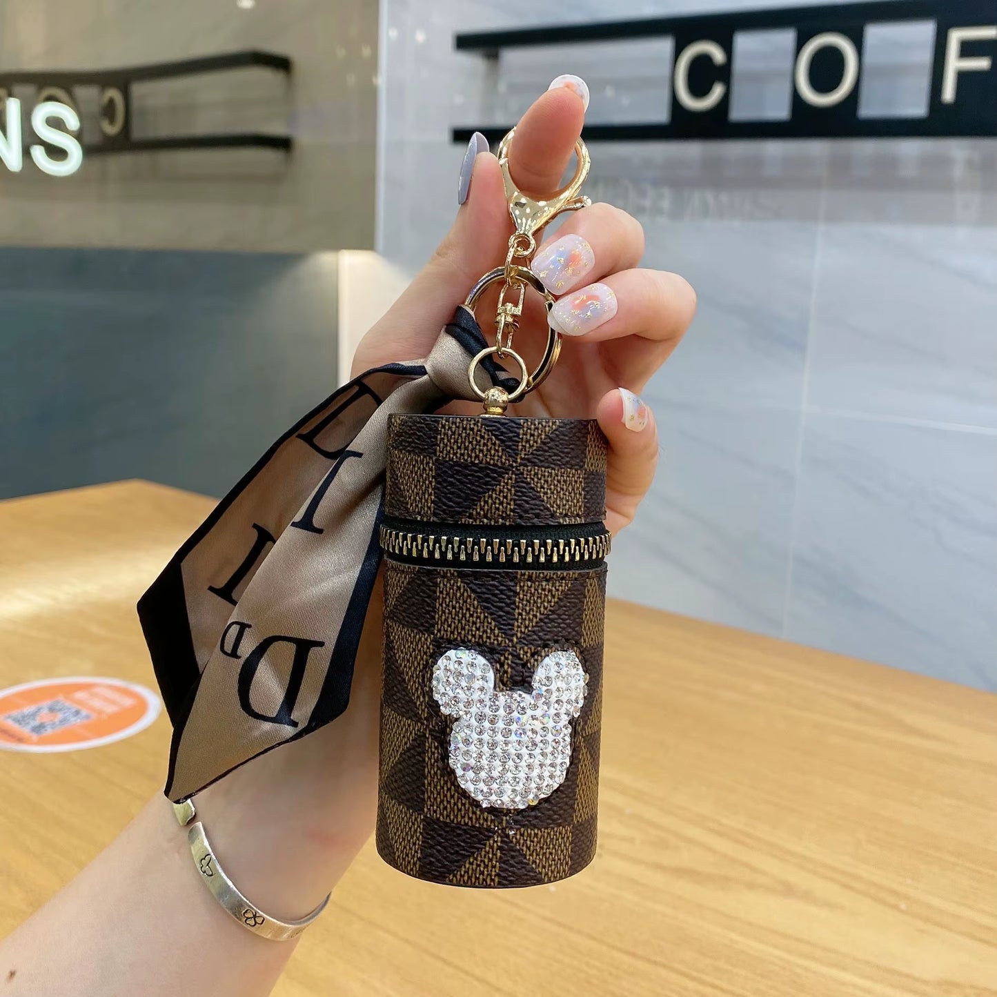 Diamond-Encrusted Lipstick Bag Key Chain Portable Change Purse New Headphone Bag Wholesale Bag Pendant Decoration