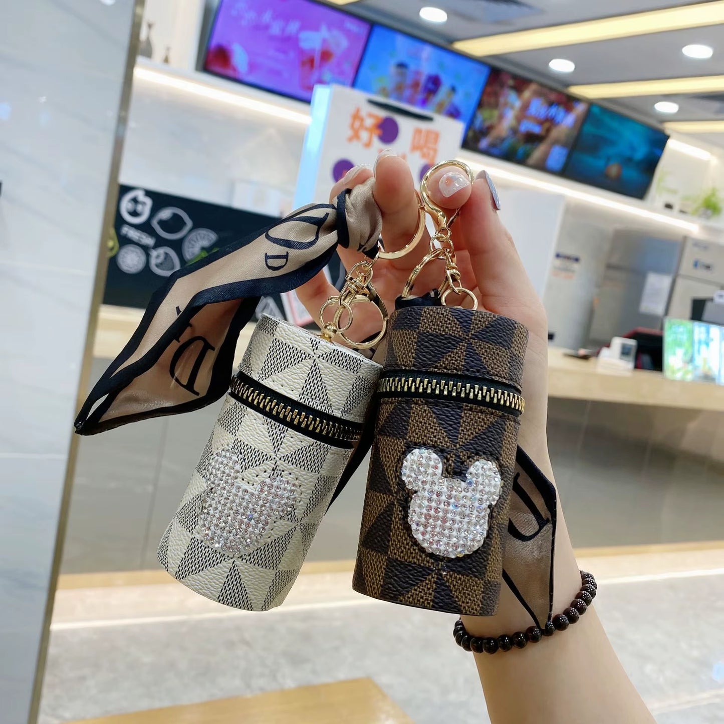 Diamond-Encrusted Lipstick Bag Key Chain Portable Change Purse New Headphone Bag Wholesale Bag Pendant Decoration