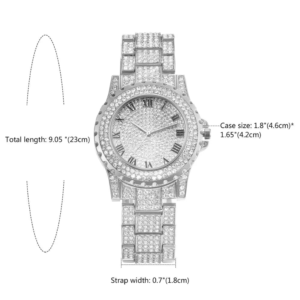 Men Watches Top Brand Luxury Watch Gold Silver Color Diamond Watch for Men Waterproof Wristwatch Relogio Masculino