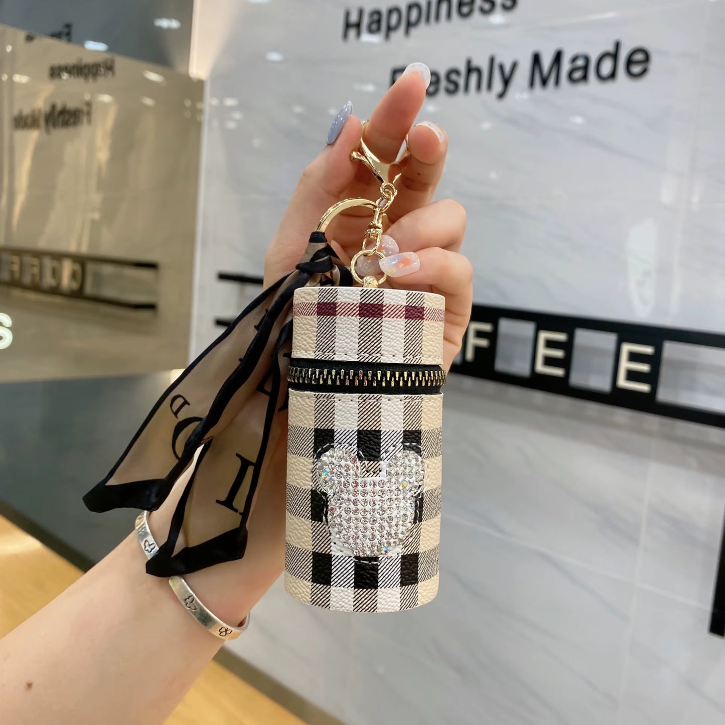 Diamond-Encrusted Lipstick Bag Key Chain Portable Change Purse New Headphone Bag Wholesale Bag Pendant Decoration