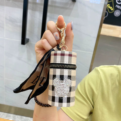 Diamond-Encrusted Lipstick Bag Key Chain Portable Change Purse New Headphone Bag Wholesale Bag Pendant Decoration