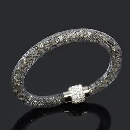 Net Mesh Bracelet for Women Resins Crystal Fill Ball Metal Magnetic Clasp Multiple Color Bangle Fashion Jewelry