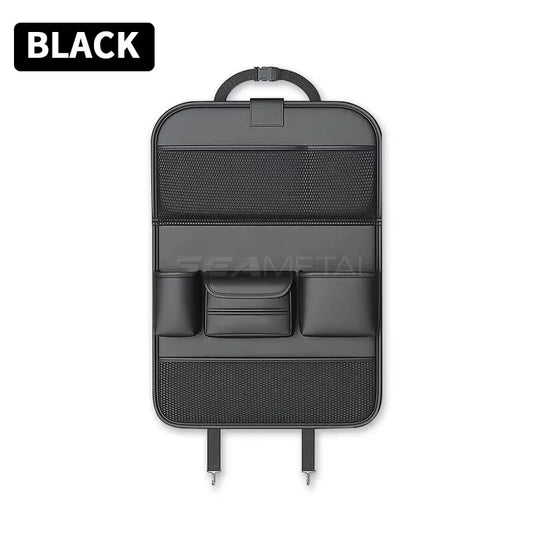 All in One Car Seat Back Organizer Multi-Functional Rear Seat Storage Bag with Foldable Tray Cup/Tissue Holder Storage Pocket