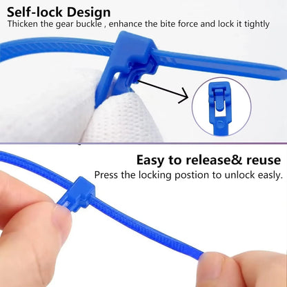 100/1000Pcs Releasable New Nylon Cable Ties Reusable Adjustable Self-Locking Loose Slipknot Zip Tie Organizer Binder Lock Straps