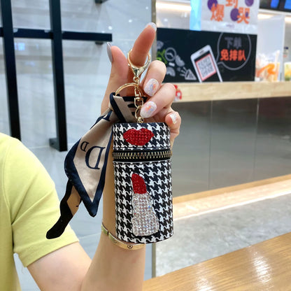 Diamond-Encrusted Lipstick Bag Key Chain Portable Change Purse New Headphone Bag Wholesale Bag Pendant Decoration