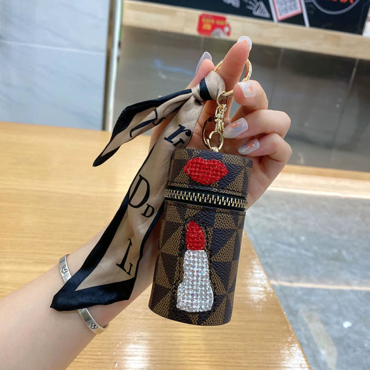 Diamond-Encrusted Lipstick Bag Key Chain Portable Change Purse New Headphone Bag Wholesale Bag Pendant Decoration