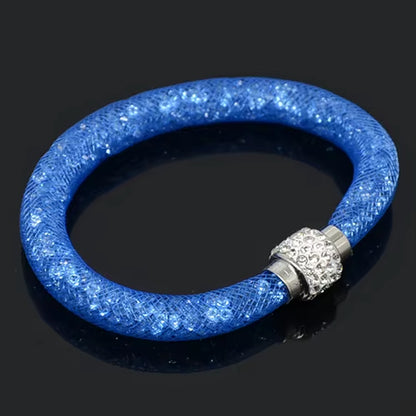 Net Mesh Bracelet for Women Resins Crystal Fill Ball Metal Magnetic Clasp Multiple Color Bangle Fashion Jewelry